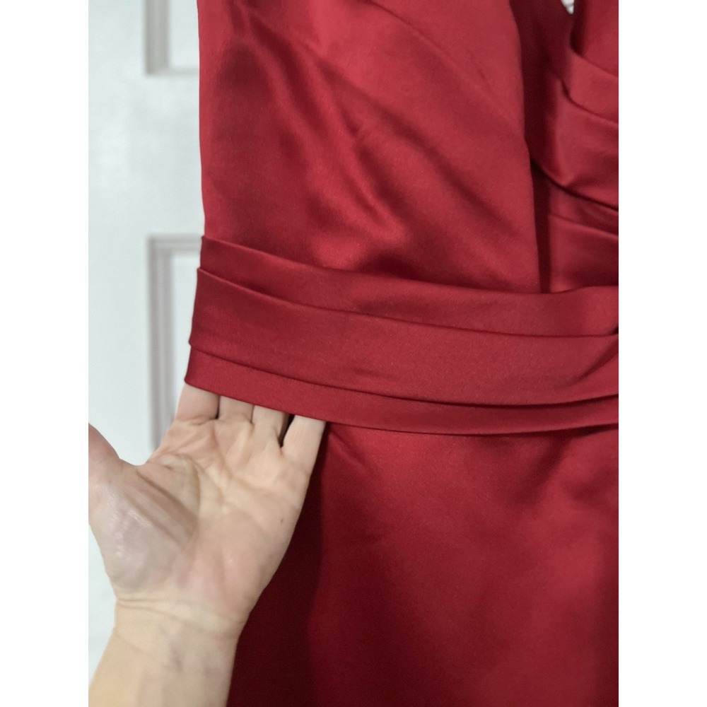 Damas Womens Bride Size L Red Floor Length Formal Gown Prom Elegant Tie Back - Picture 5 of 16